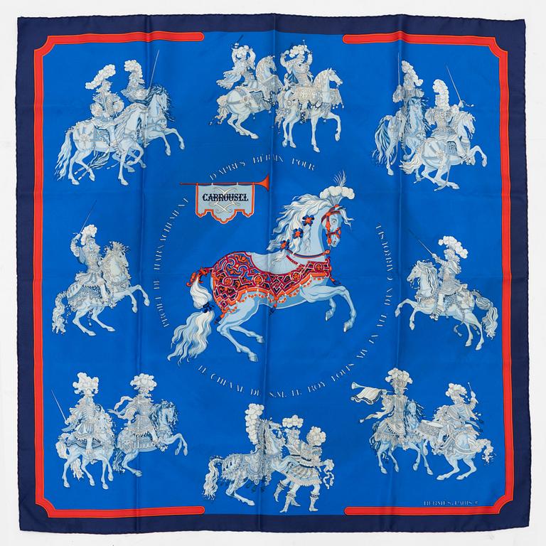 Hermès, a twill silk scarf, 'Carrousel'.