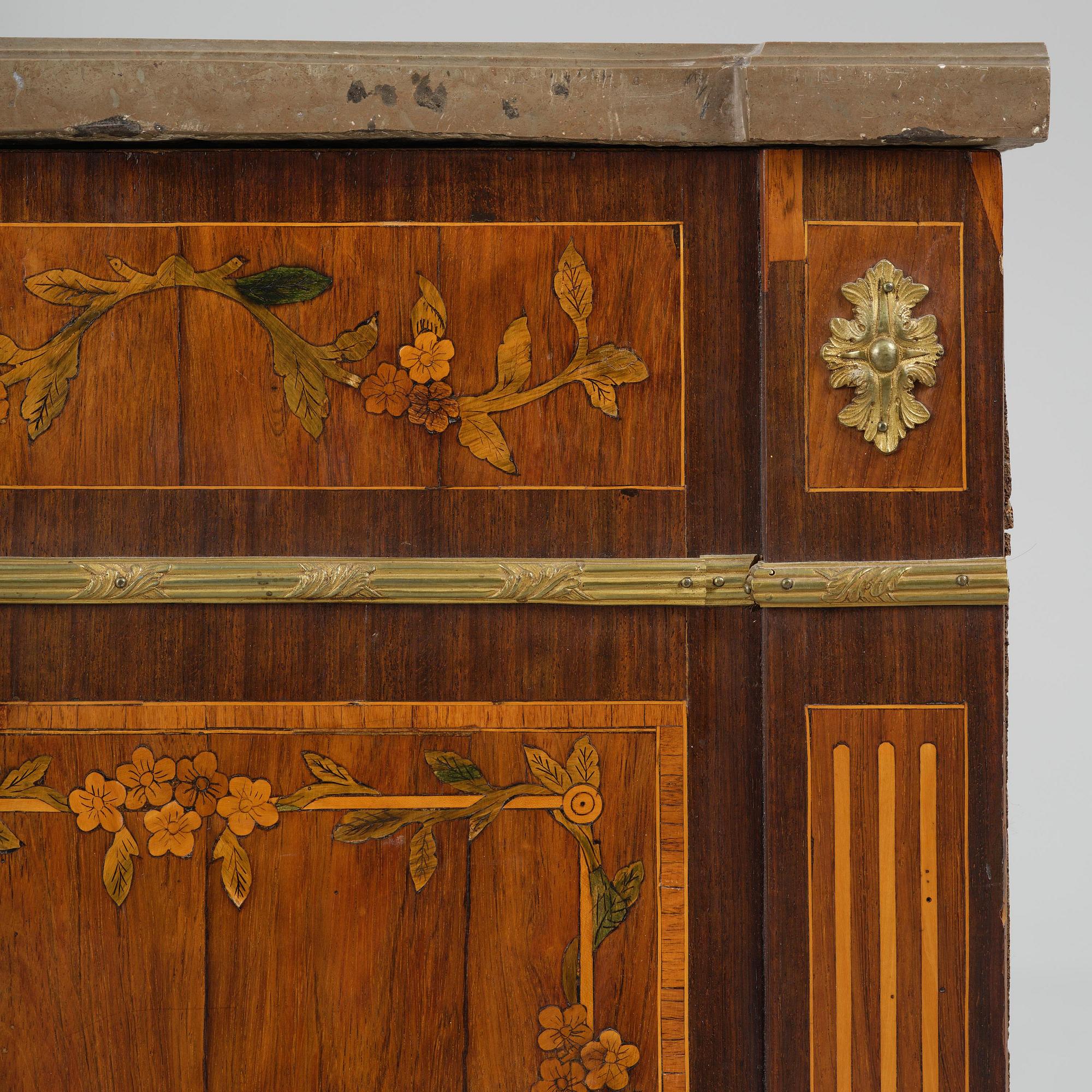 A Gustavian marquetry commode attributed to J. Hultsten (master in Stockholm 1773-94).