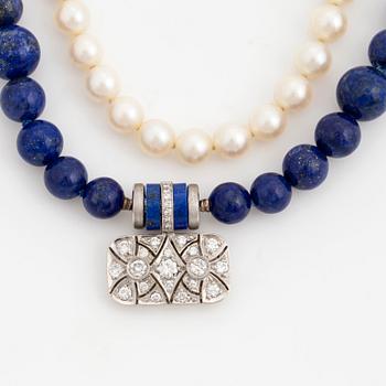 A Gaudy clasp and two necklaces.