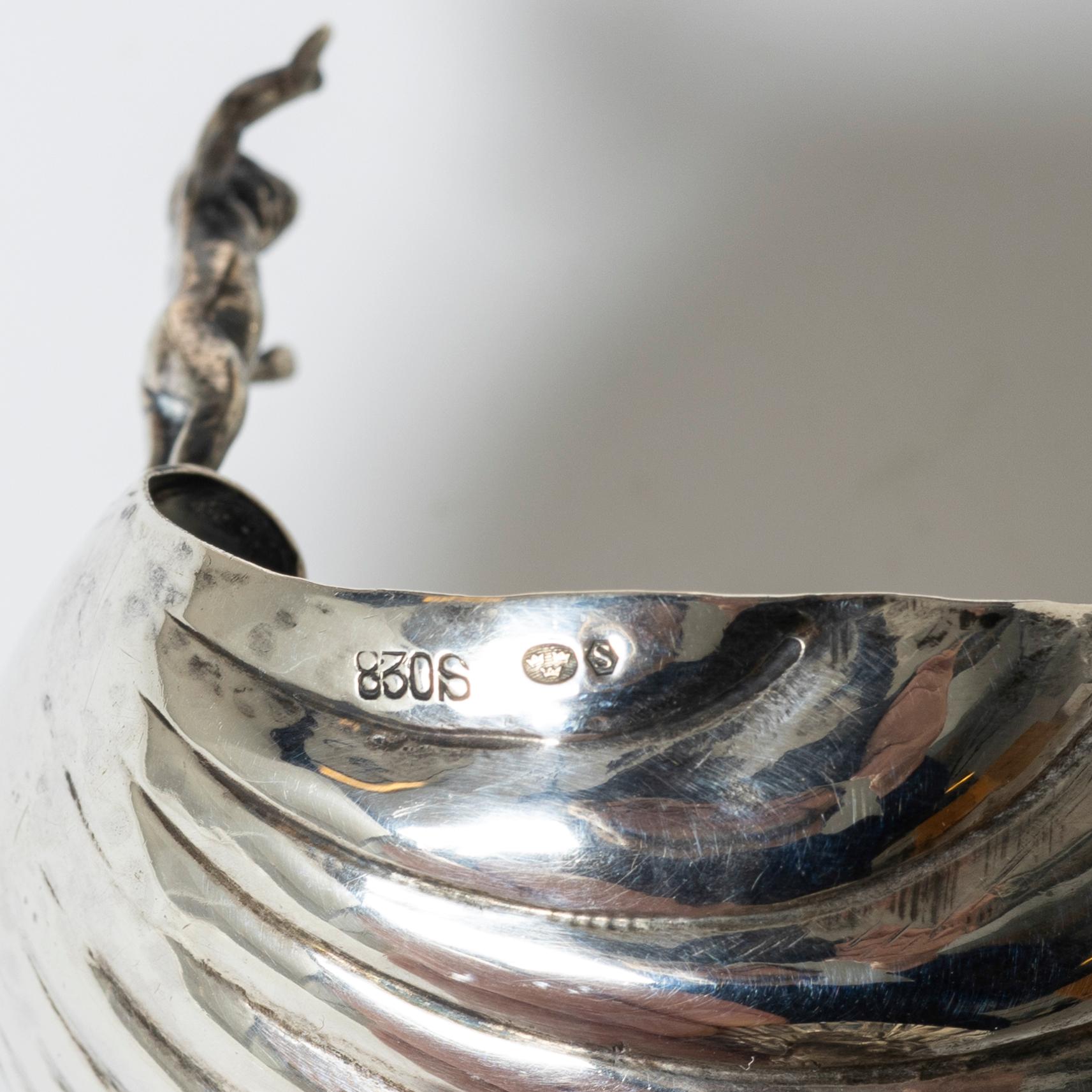 Salt cellars, a pair, silver, Empire style, 20th century.