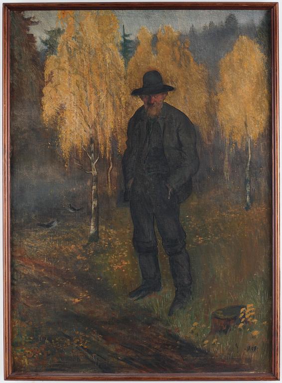 Ivar Arosenius, Man in an autumn landscape.