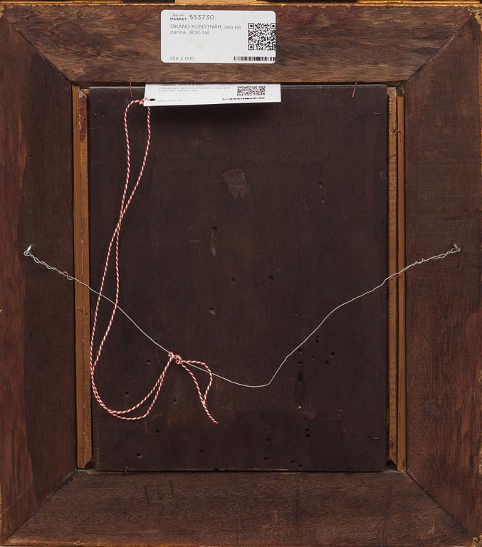 OKÄND KONSTNÄR, olja på pannå, 1800-tal.