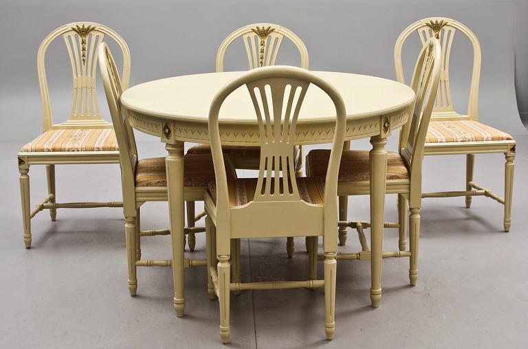 MATSALSGRUPP, 7 delar, gustaviansk stil, 1900-tal.
