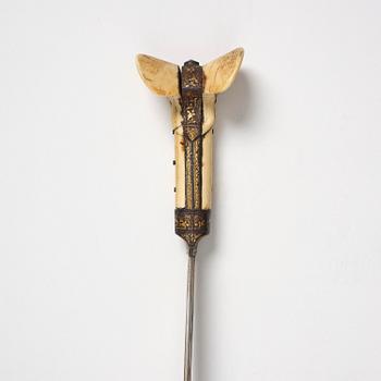 A fine large-eared walrus-hilted Yatagan, Ottoman empire probably Ioannina, Epirus.