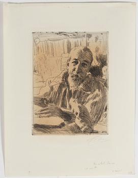 Anders Zorn · ANDERS ZORN, etsning, "Anatole France", signerad med blyerts, signerad och daterad 1906 i plåten.