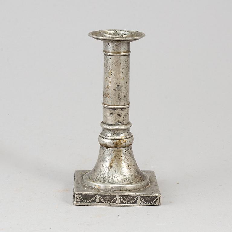 A pewter candlestick by Johan Fredrik Werrenrath, Lund 1852.