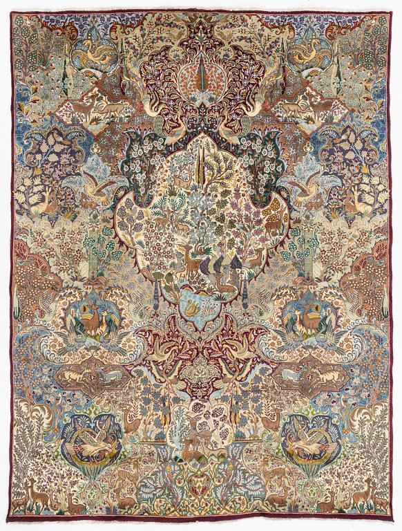 Rug, Figural Kashmar, approx. 387 x 293 cm.