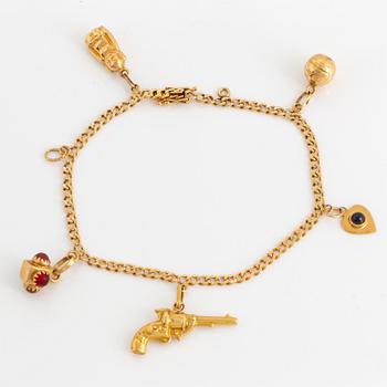 18K gold bracelet with charms.