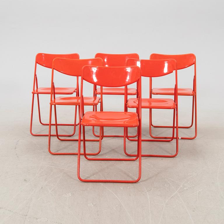 A set of six metal and plastic folding chairs IKEA late 20th century.