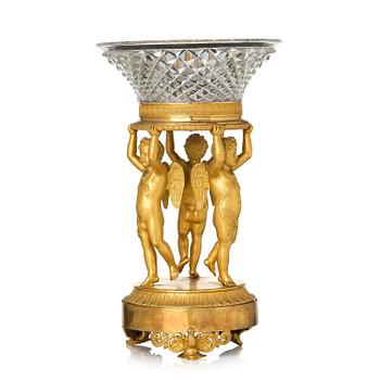 188. An Empire ormolu and cut glass centerpiece in the mannor of Pierre-François Feuchère, Paris, ca 1820.
