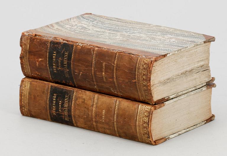 BÖCKER, 2 vol, "Strengnäs Stifts Herda-Minne eller Kort Beskrifning om Pastores..." bla av Nils Aurelius, Stockholm 1785 resp Strengnäs 1817.