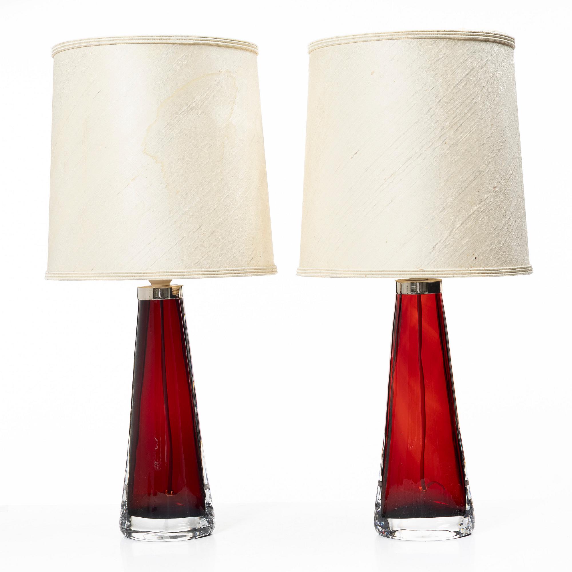 Carl Fagerlund, a pair of table lamps, Orrefors.