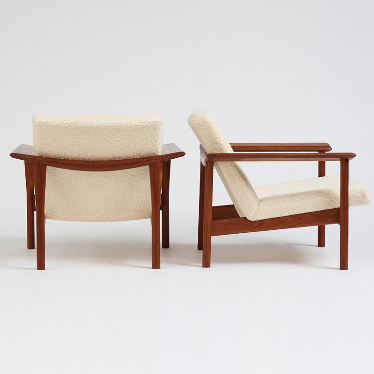 Aksel Bender Madsen & Ejner Larsen, a pair of easy chairs, cabinetmaker Willy Beck, Denmark 1950-60s.