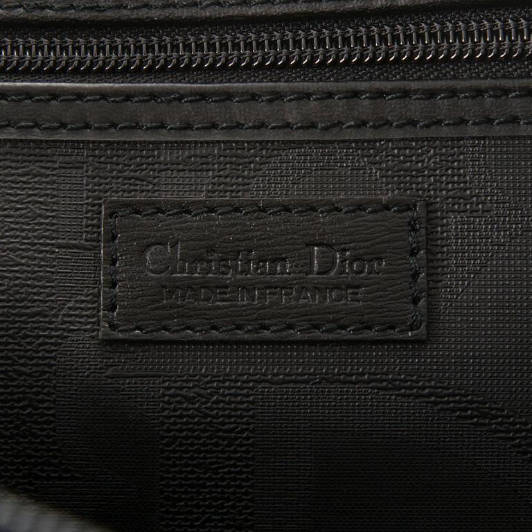 CHRISTIAN DIOR Black Monogram Coated Canvas Duffel Bag.