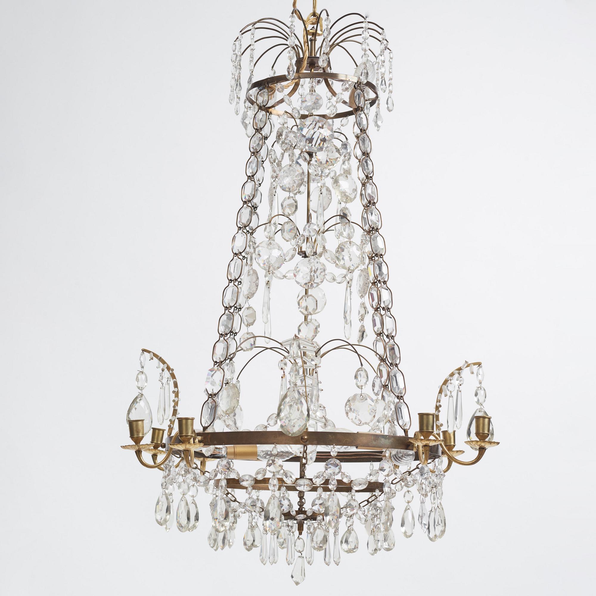 Ljuskrona, gustaviansk stil, sk "Hagamodell", 1900-tal.