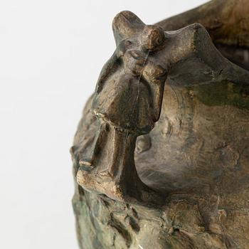 Agnes de Frumerie, an Art Nouveau plaster vase, Paris, signed and dated -94.