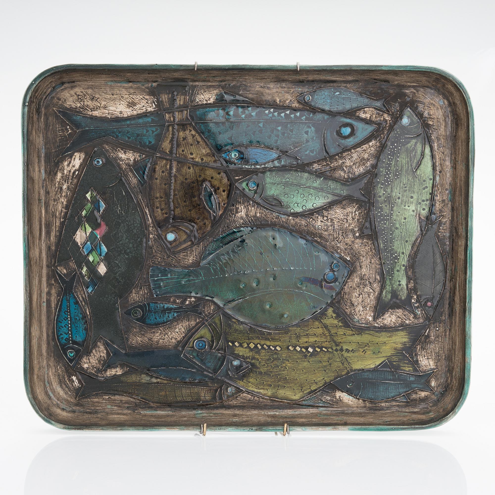 Rut Bryk, dekorationsfat, signerad Bryk Arabia.