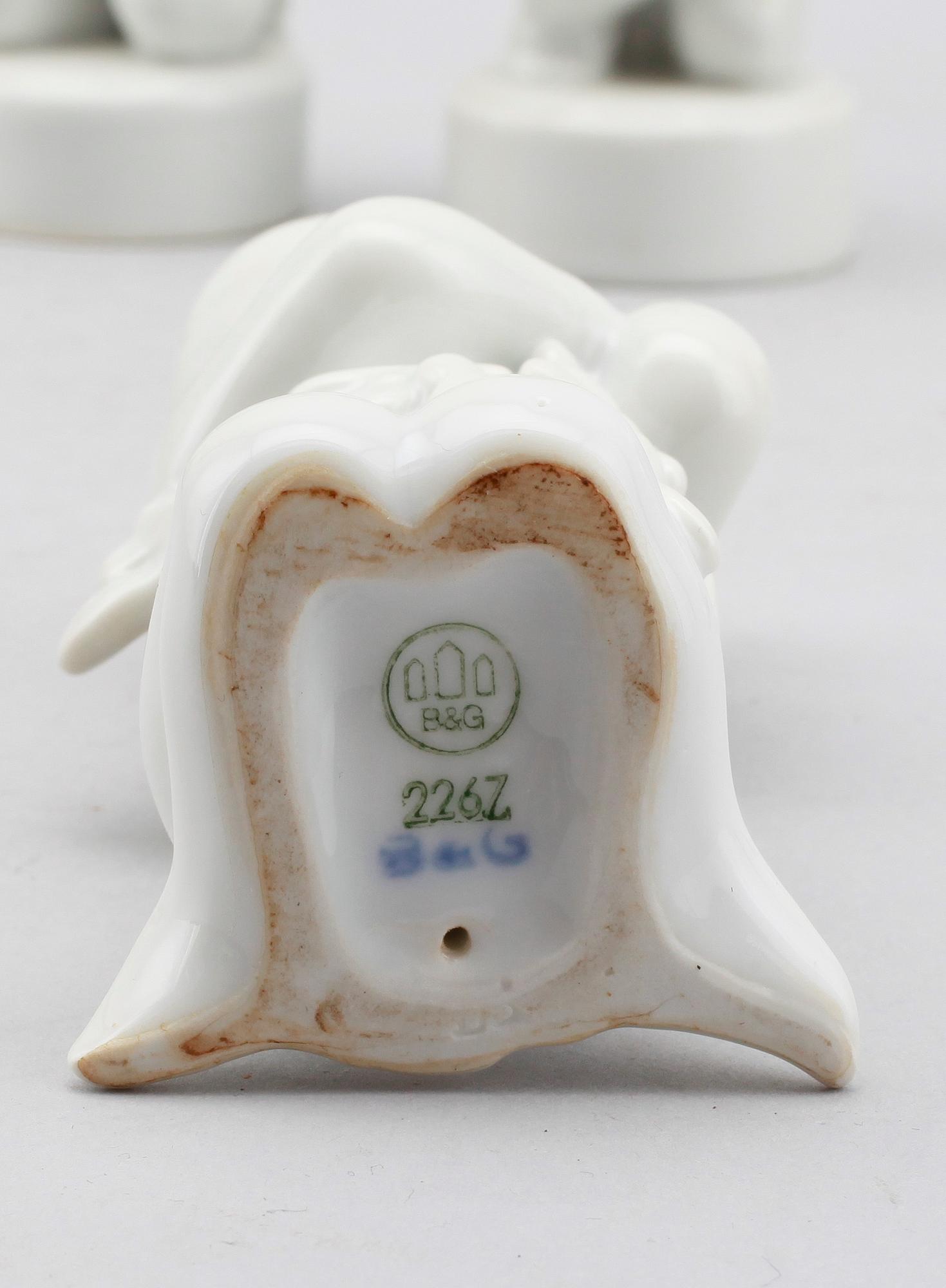 FIGURINER, 8 delar, porslin, Svend Lindhart, Bing & Gröndahl, Danmark.