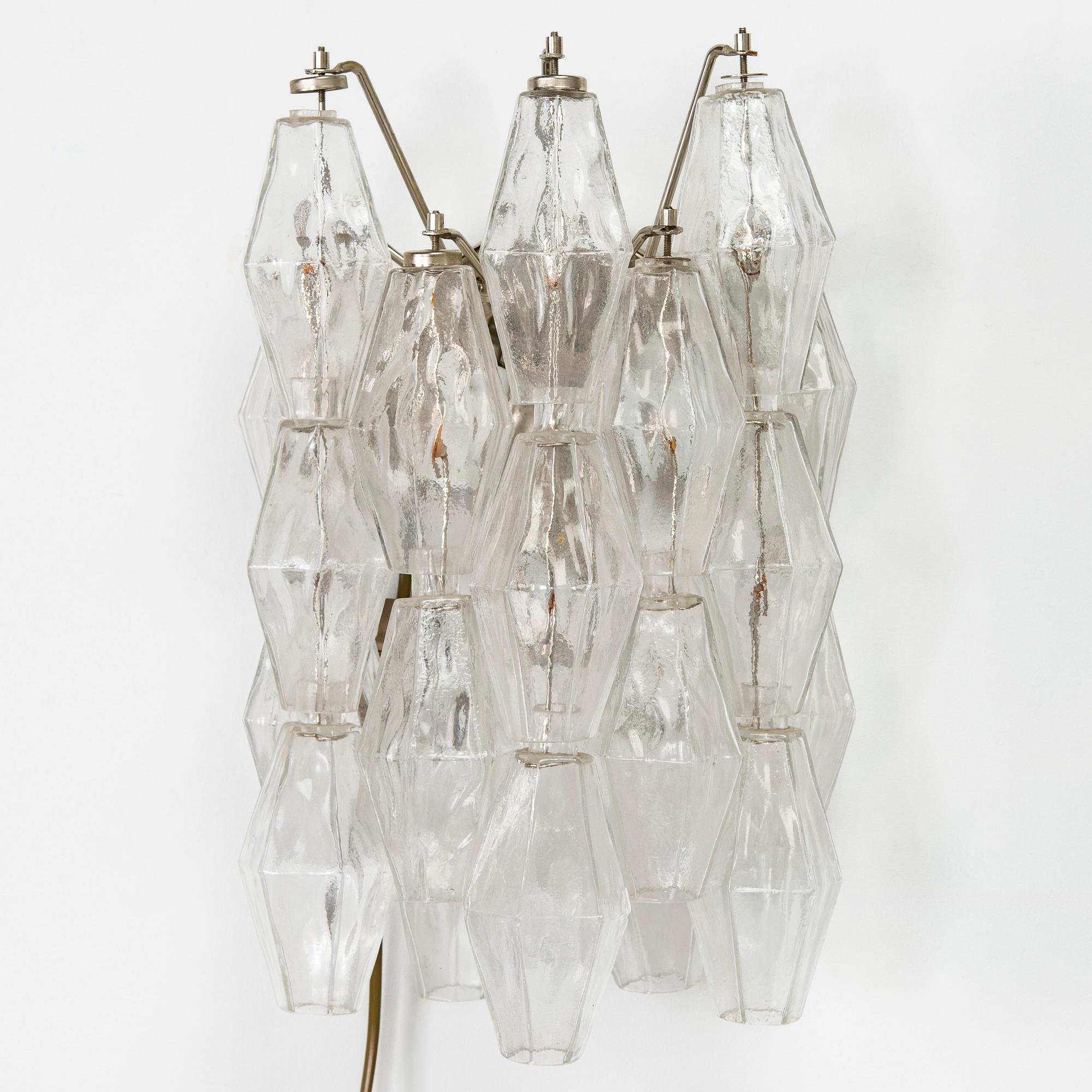 Carlo Scarpa, a pair of  1950's/60's 'Polyhedra' wall lights for Venini Murano Italy.