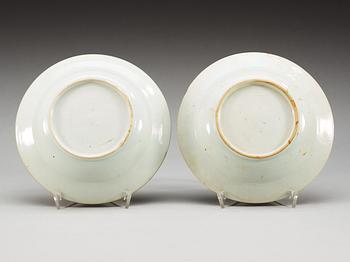 BÄRTALLRIKAR, 11 stycken, kompaniporslin, Qing dynastin, Qianlong (1736-1795).