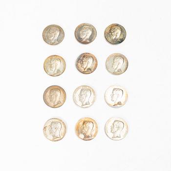 Medals, 12 pcs, silver, Sweden 1916-1920.