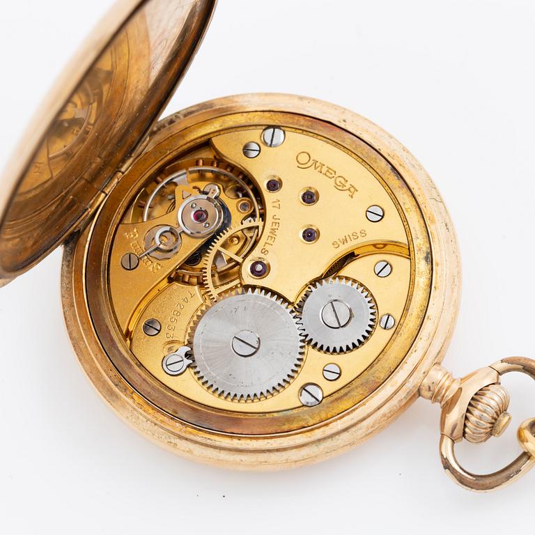Omega, pocket watch, hunter, 14K gold, 51.5 mm.