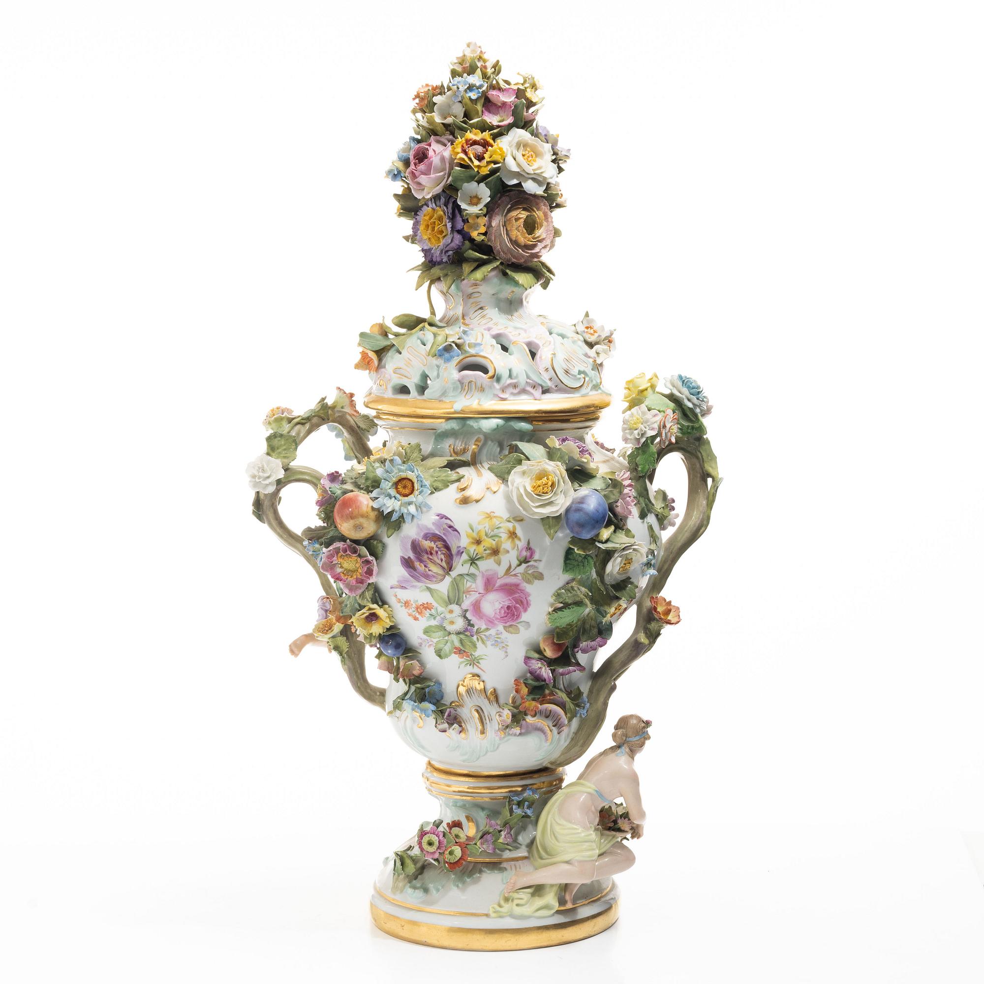 Meissen, Prakturna/lockurna, porslin, sent 1800-tal.