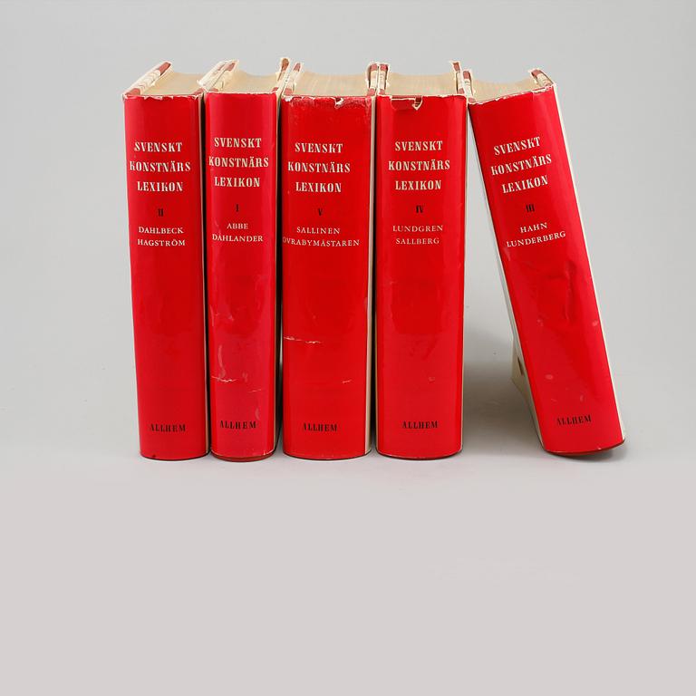 BÖCKER, 5 volymer, Svenskt Konstnärslexikon I-V, Allhems Förlag, 1952-1967.