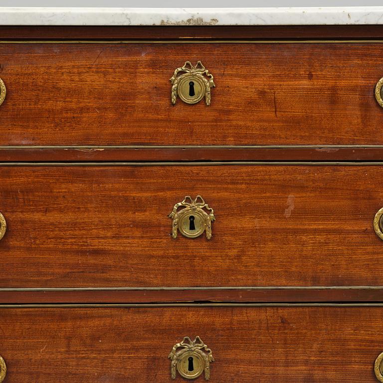 A late Gustavian mahogany commode, Stockholm, late 18th century.