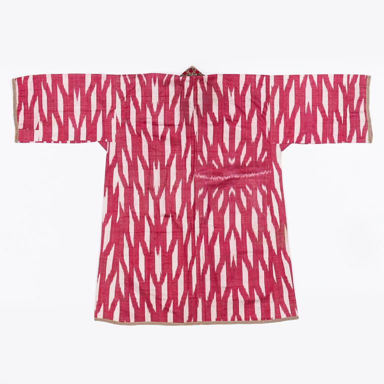 A silk and cotton Chapan, Ikat silk and cotton, Centralasien, 1880s.