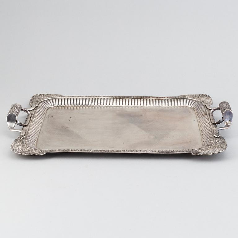 A russian silver tray, mark of Johan Henricson, St Petersburg 1835.