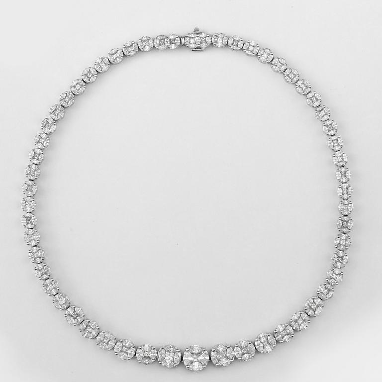 A princess- and marquise-cut diamond necklace. Total carat weight 34.50 cts.