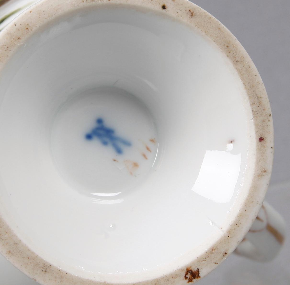 KAFFEKOPP OCH FAT, porslin, Meissen, 1800-tal.