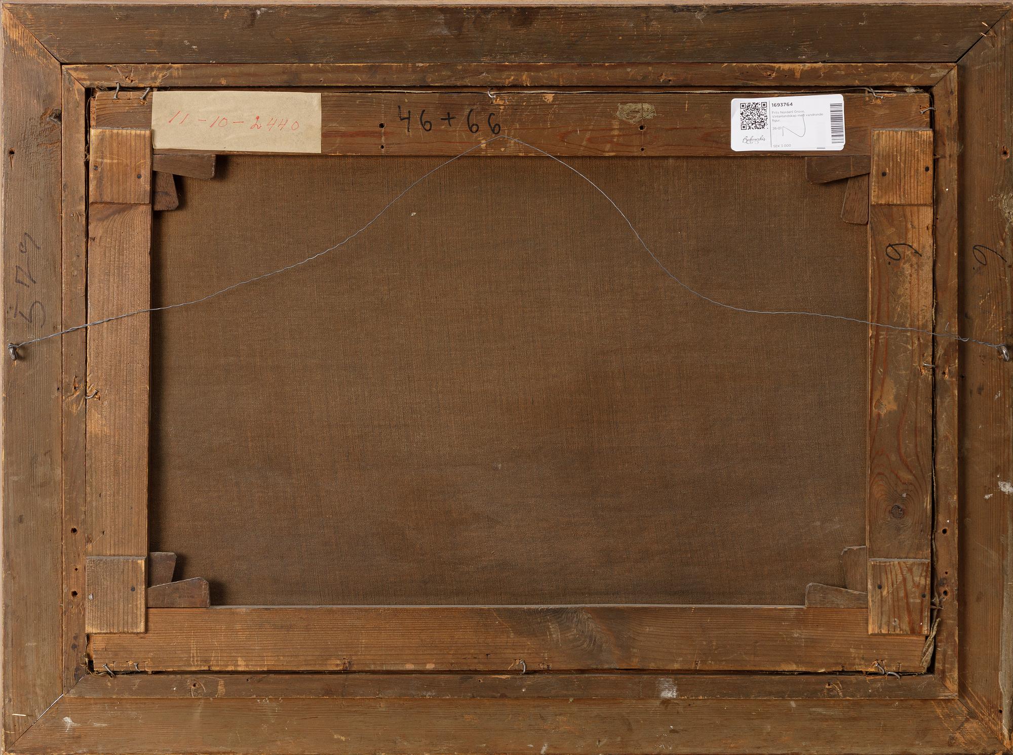 Frits Nordahl Grove, Winter landscape with a wandering figure.