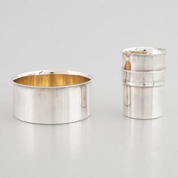 A set with a tray, sugar-bowl and a creamer, marks of Ove Bohlin, Stockholm, Sweden 1963.