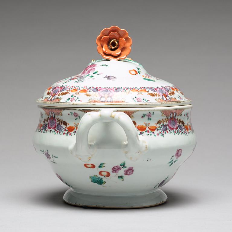 A famille rose tureen with cover, Qing dynasty, Qianlong (1736-95).