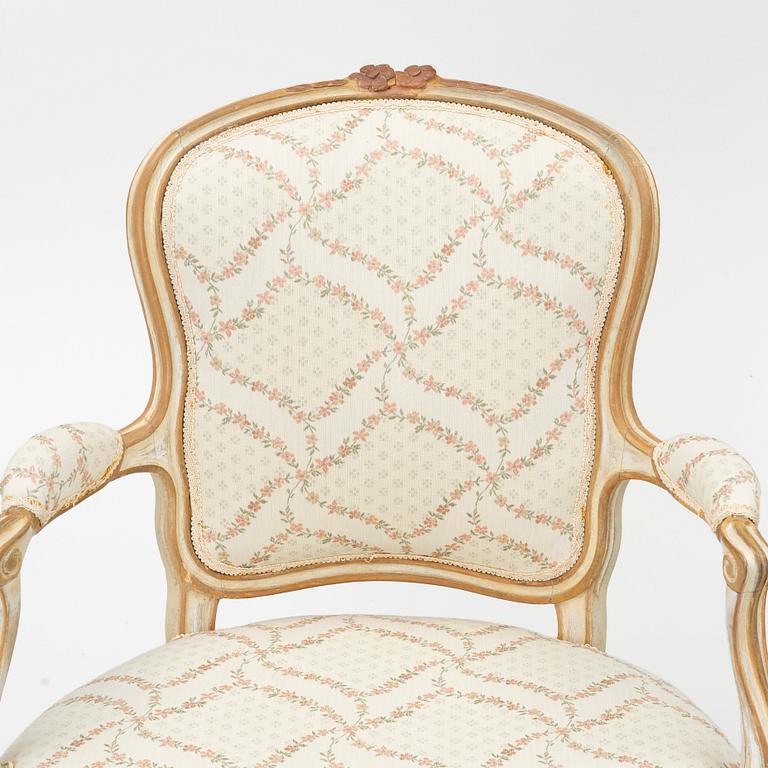 A matched pair of Rococo armchairs, 18th Century.