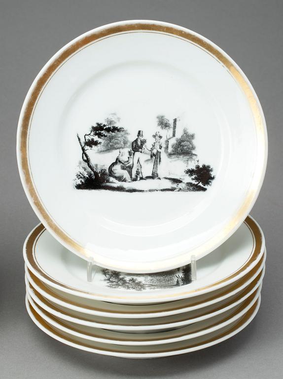 ASSIETTER, 18 st, porslin, empire, Frankrike, 1800-talets första hälft.