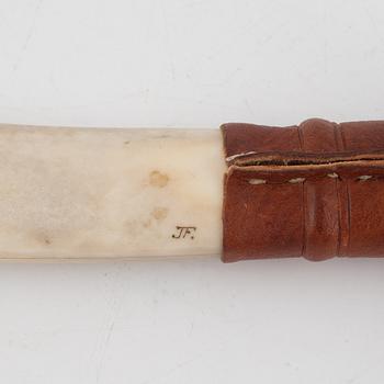 Johan Fankki, a reindeer horn knife, signed.