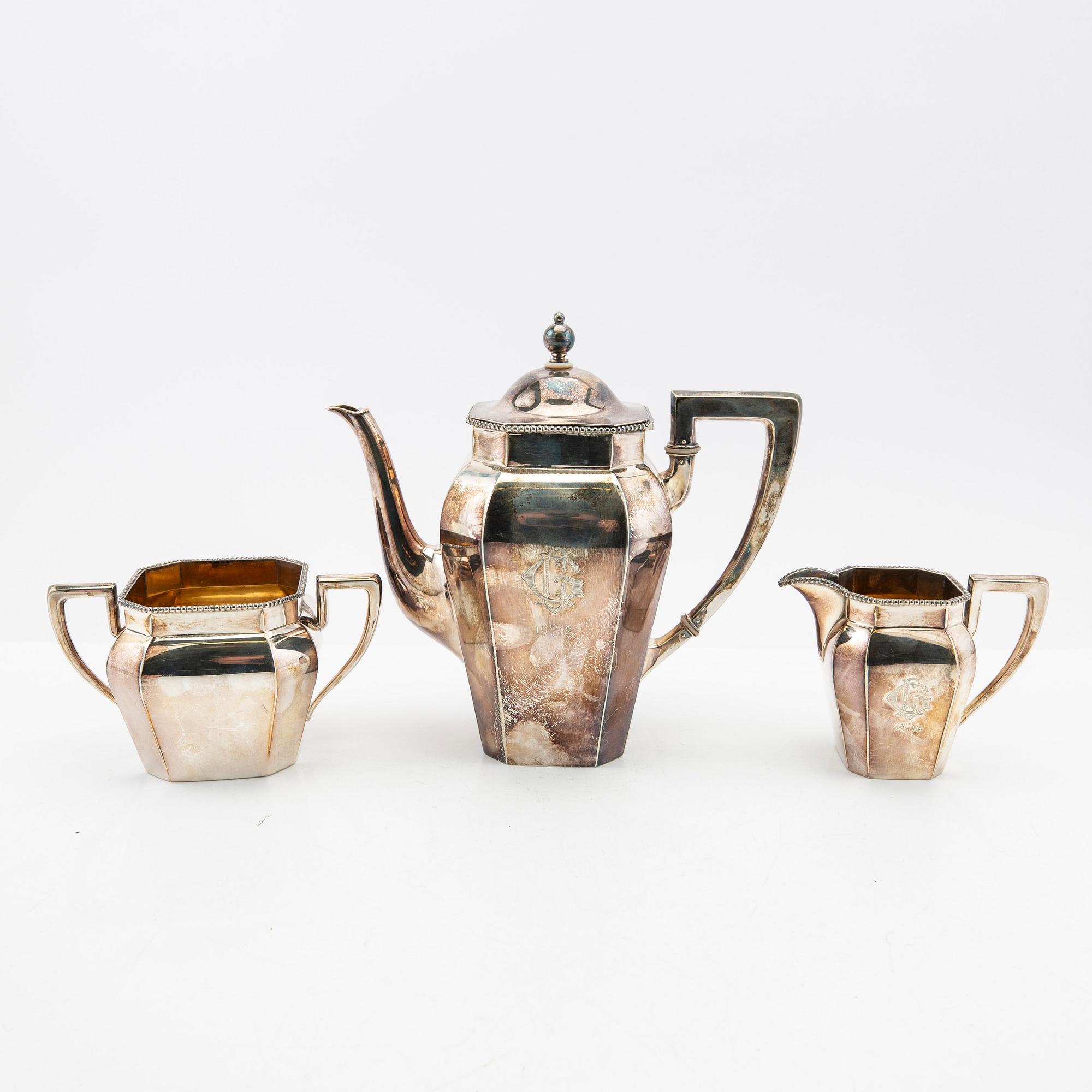 Coffee service, 3 pieces, silver, Dahlström & Co, Örebro, 1917.