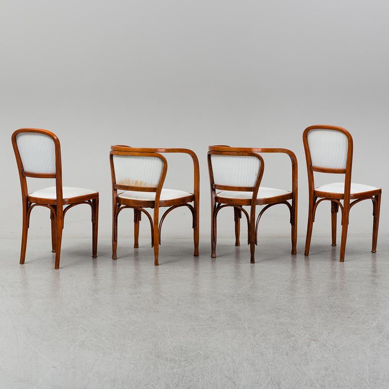 Gustav Siegel, a pair of armchairs, a pair of chairs and a sofa, probably by Jacob & Josef Kohn, Vienna early 1900's.