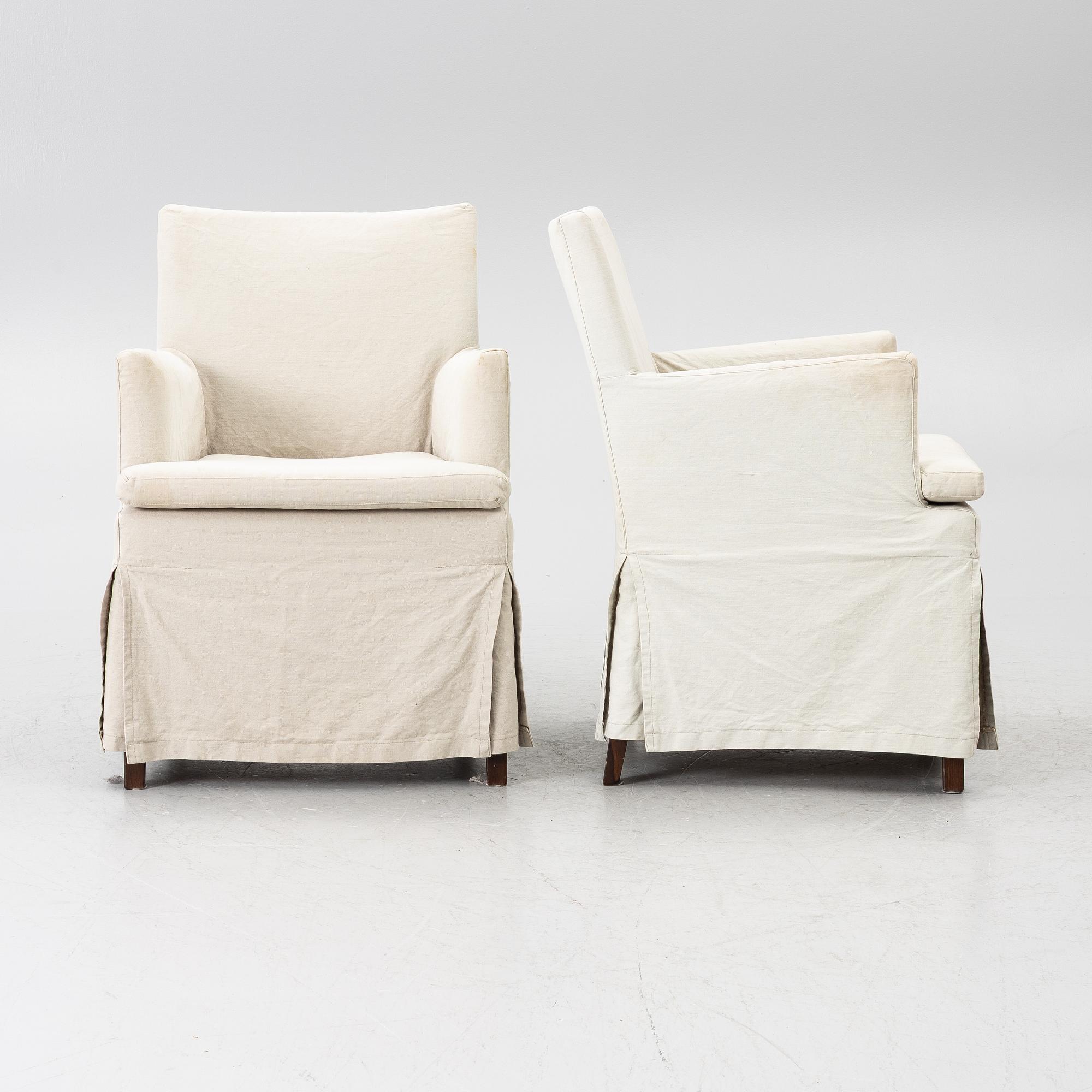 Armchairs, 4, contemporary, purchased from Walles & Walles.