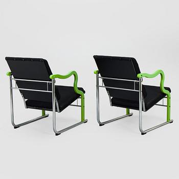Yrjö Kukkapuro, A pair of 1980s 'Experiment' open armchairs for Avarte, Finland.