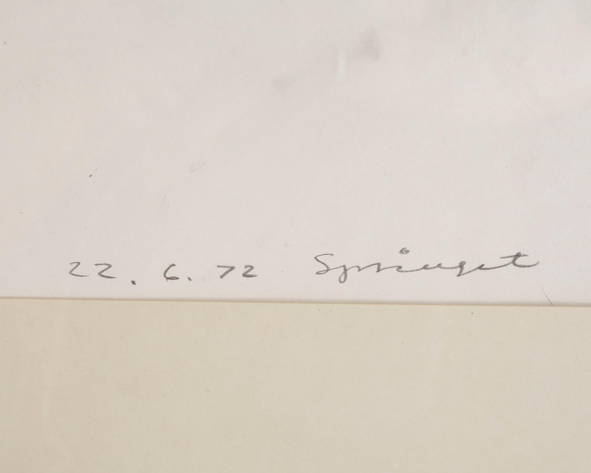 OLLE ÄNGKVIST, teckning, signerad. Daterad 22.6.72.