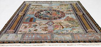 Rug, figural Tabriz, approx. 304 x 198 cm.