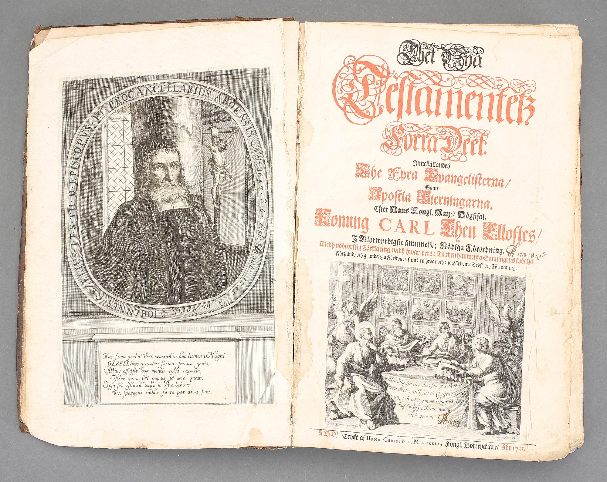 DET NYA TESTAMENTETS FÖRSTA DEL/ANDRA DEL, Christoph. Merckell, Åbo 1711-13.