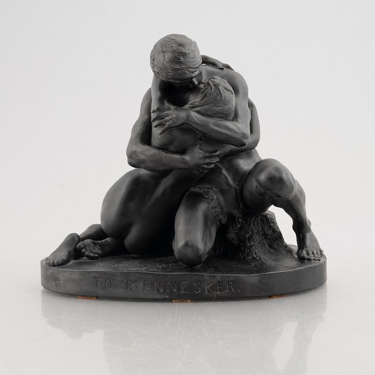 Stephan Sinding, after, a basalt sculpture, "To mennesker", 20th century.