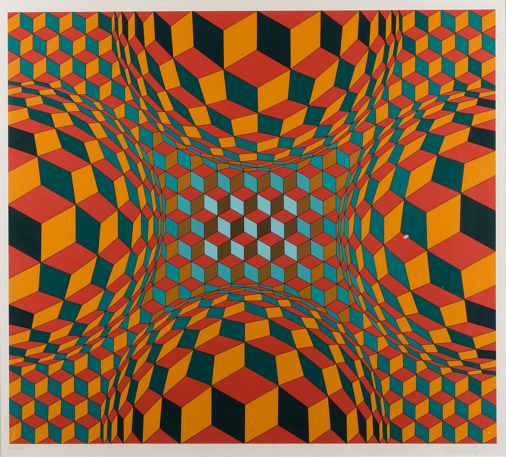 VICTOR VASARELY, serigraphe, signed and numbered 44/50.