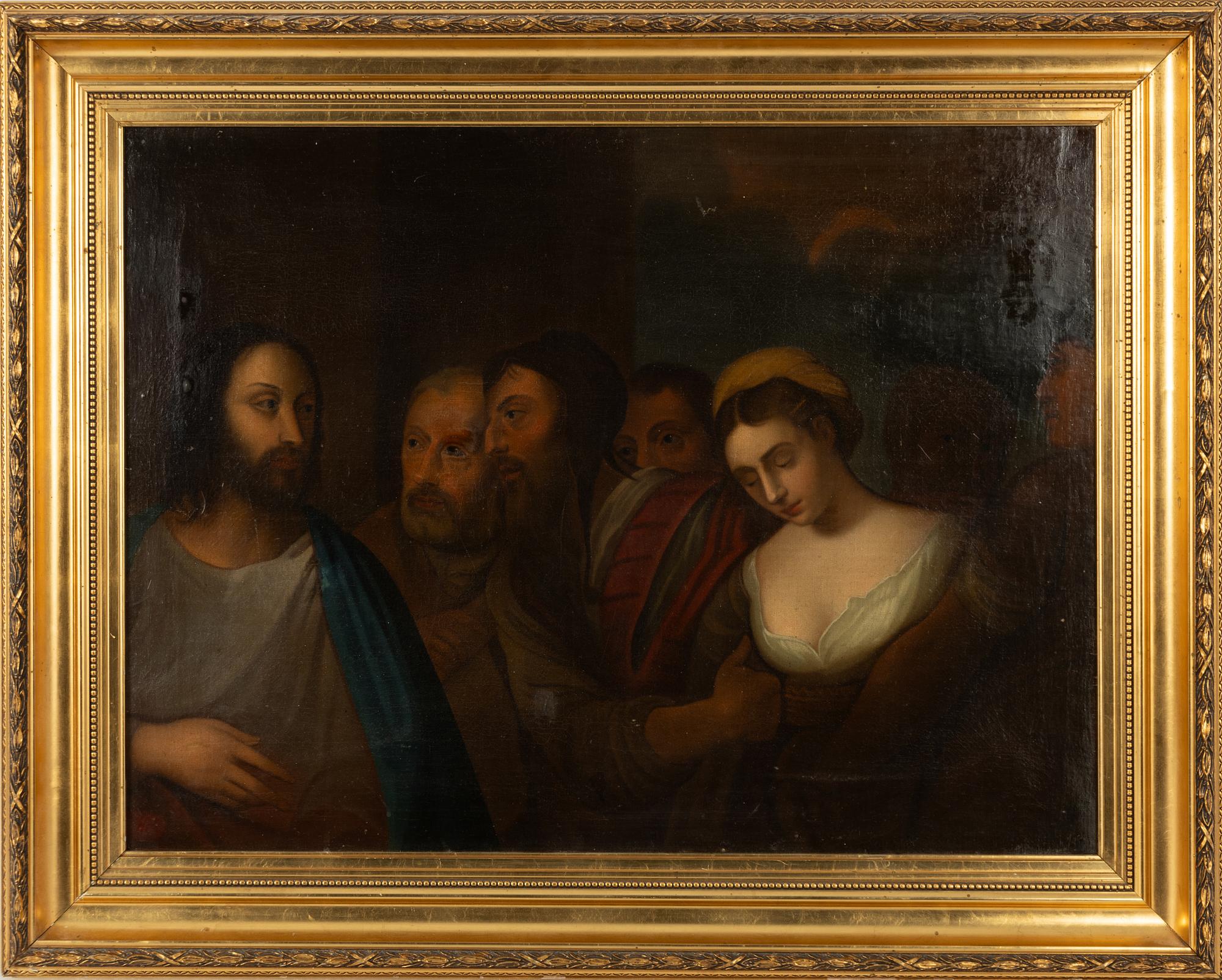 Okänd konstnär, 1800-tal, Kristus och äktenskapsbryterskan.