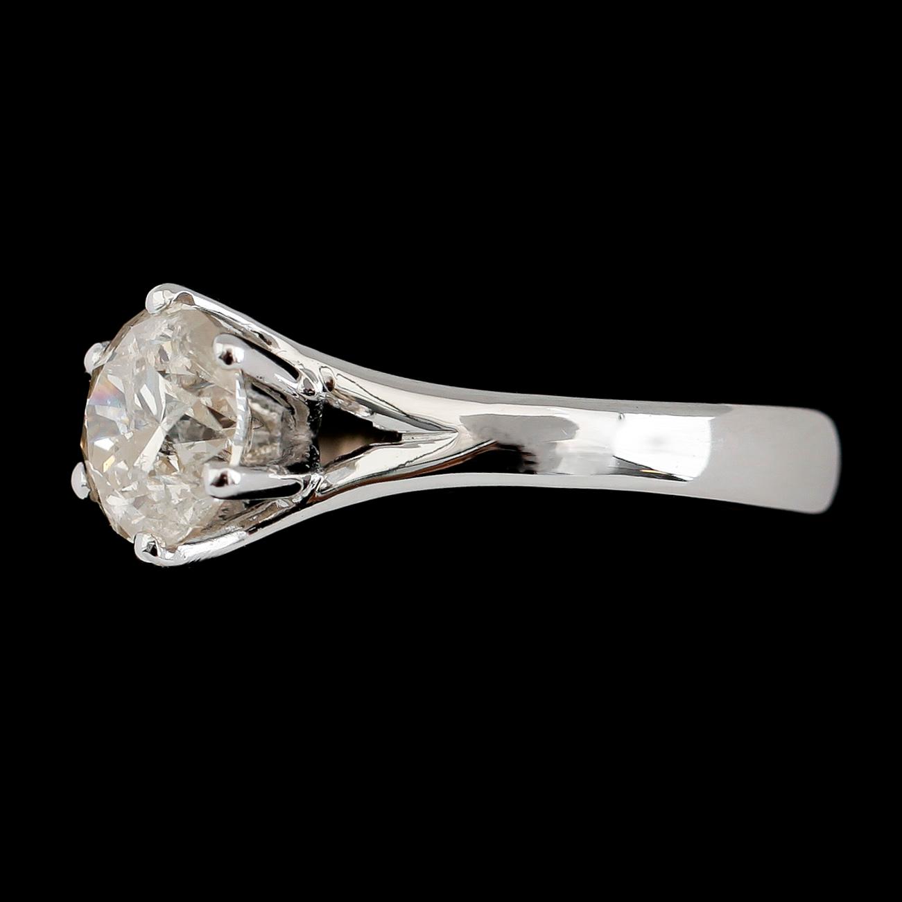 RING, 18 k vitguld, solitär briljantslipad diamant ca 2.01.